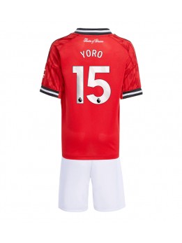 Manchester United Leny Yoro #15 Dječji Domaci Dres kompleti 2025-26 Kratak Rukavima (+ kratke hlače)